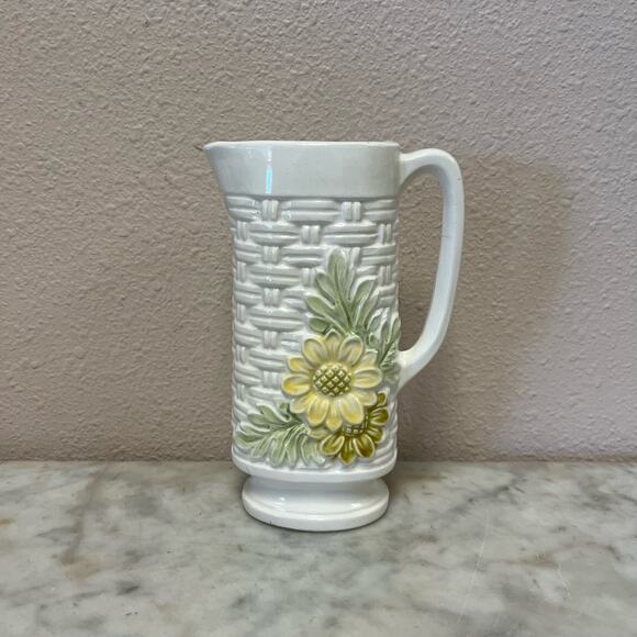 Vintage circa 1970s basketweave pitcher - Picture 2 of 9